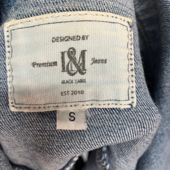 I &‎ M Denim Jean Jacket Womens Small Medium Wash Cropped Raw Hem Distressed - Picture 3 of 15